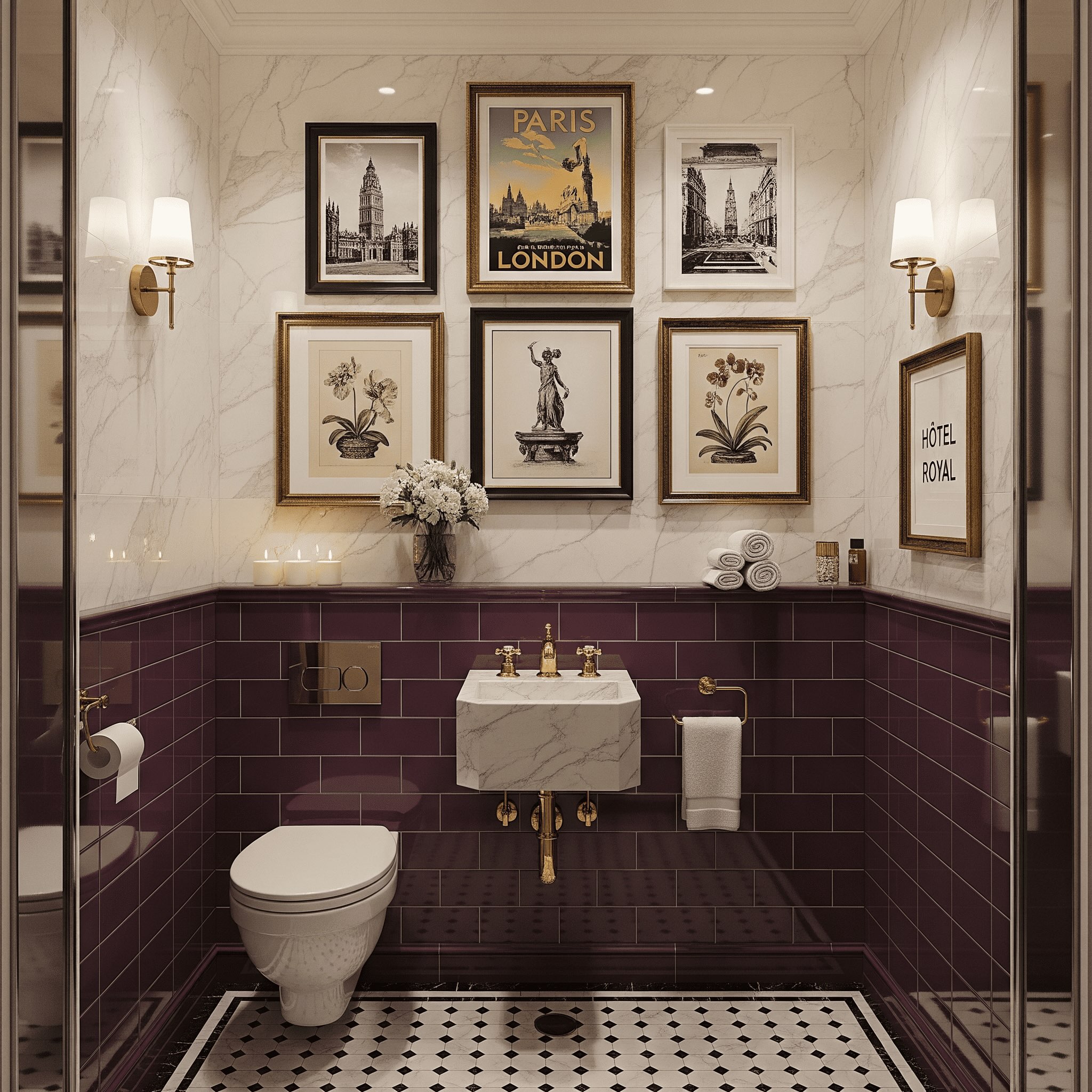 Gallery Wall Idea #19 - Bathroom & Restroom Gallery Wall Ideas
